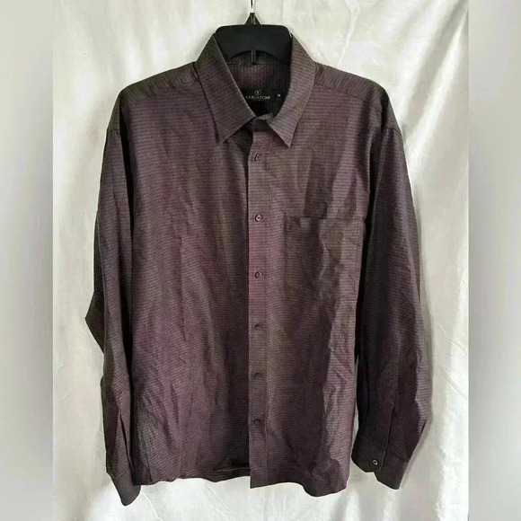 Bugatchi Uomo Brown Button Down Collared Long Sleeve Dress Shirt Size M - Picture 1 of 3